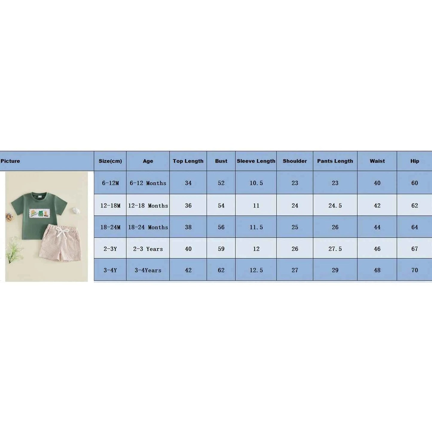 Cotton Green Fishing Motif Tee & Beige Striped Drawstring Shorts Set