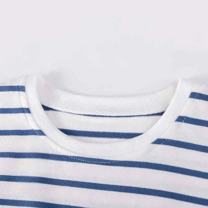 100% Cotton Striped Top & Blue Fairy Print Dress