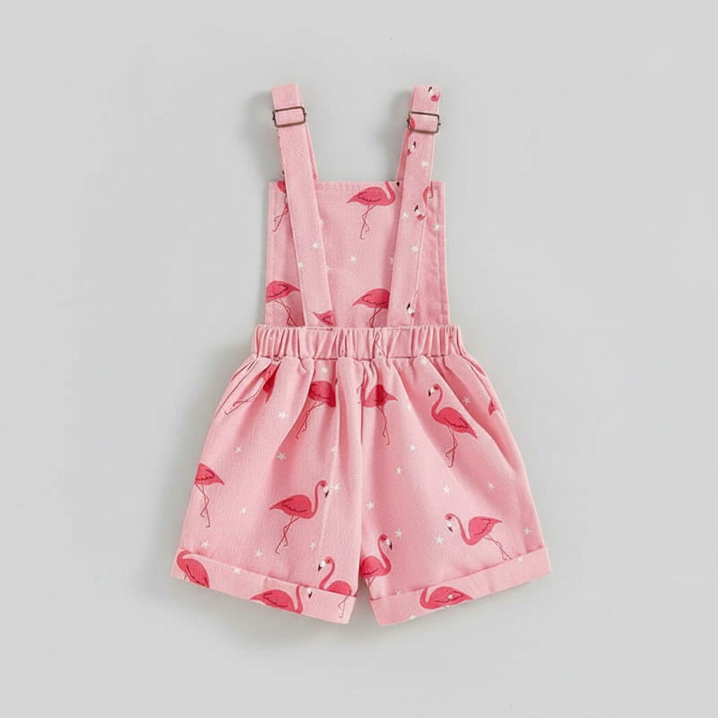 Cotton Pink Flamingo Adjustable Strap Overalls