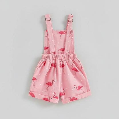 Cotton Pink Flamingo Adjustable Strap Overalls
