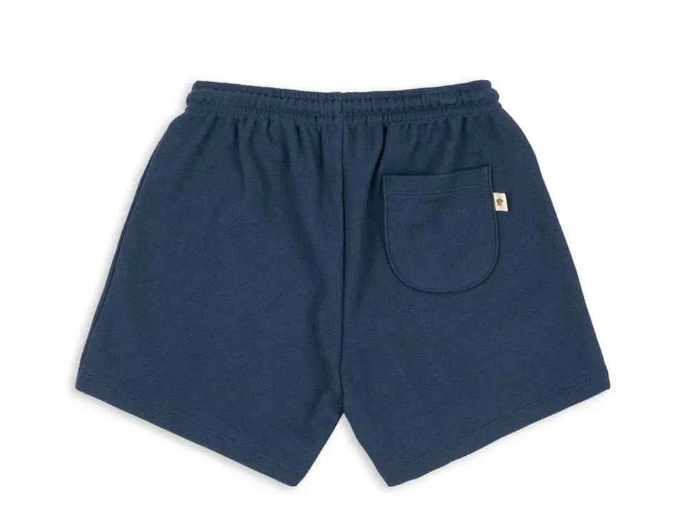 Cotton Navy Polo Shirt & Drawstring Shorts Set