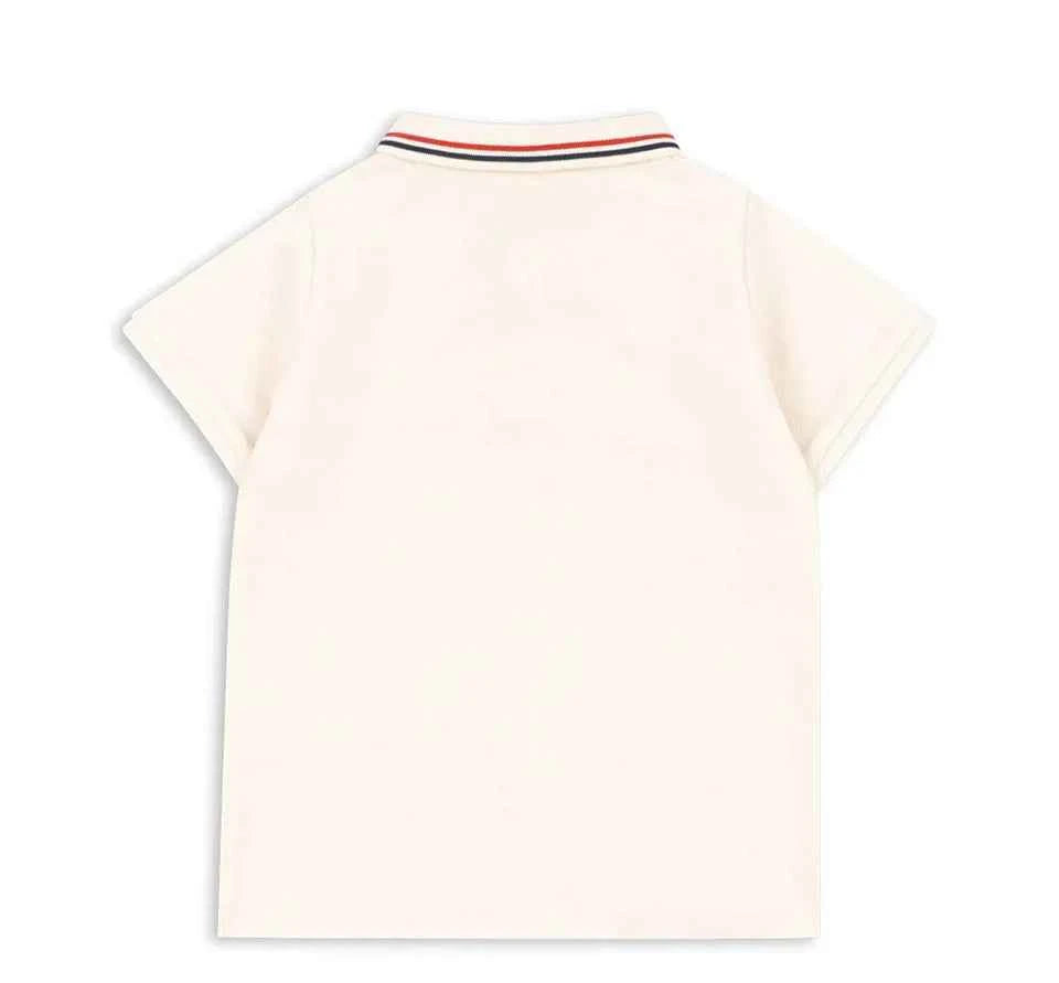 Cotton Cream Polo Shirt & Drawstring Shorts Set