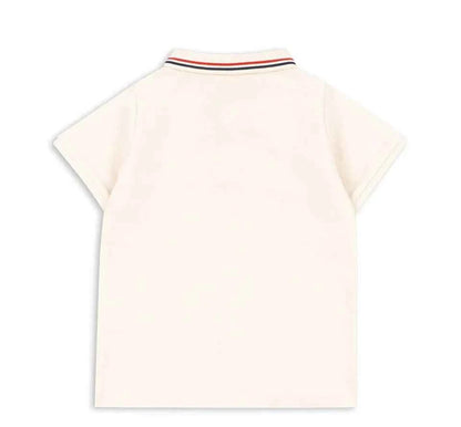 Cotton Cream Polo Shirt & Drawstring Shorts Set