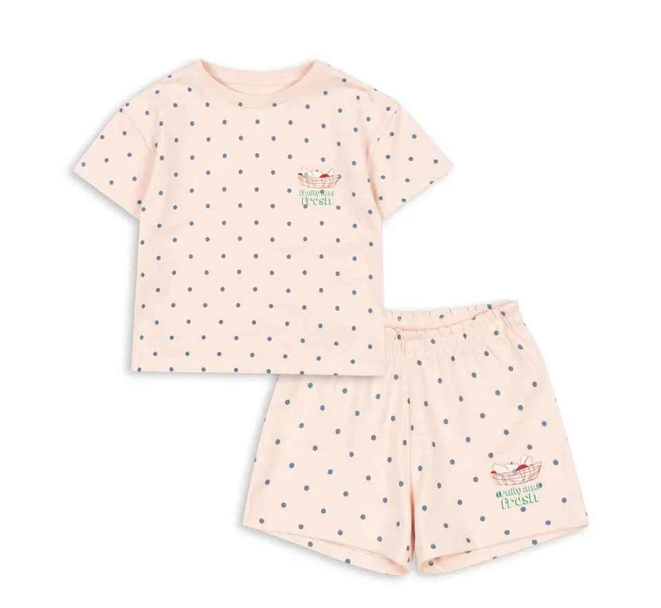 Cotton Pink Polka Dot Cotton Tee & Shorts Set