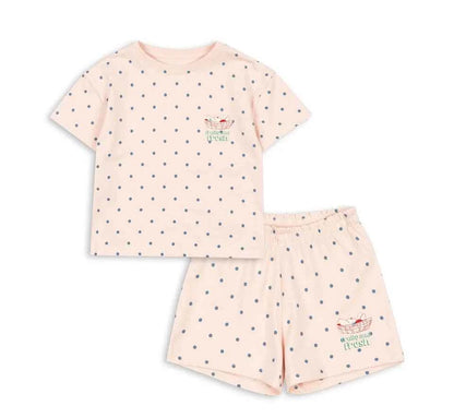 Cotton Pink Polka Dot Cotton Tee & Shorts Set