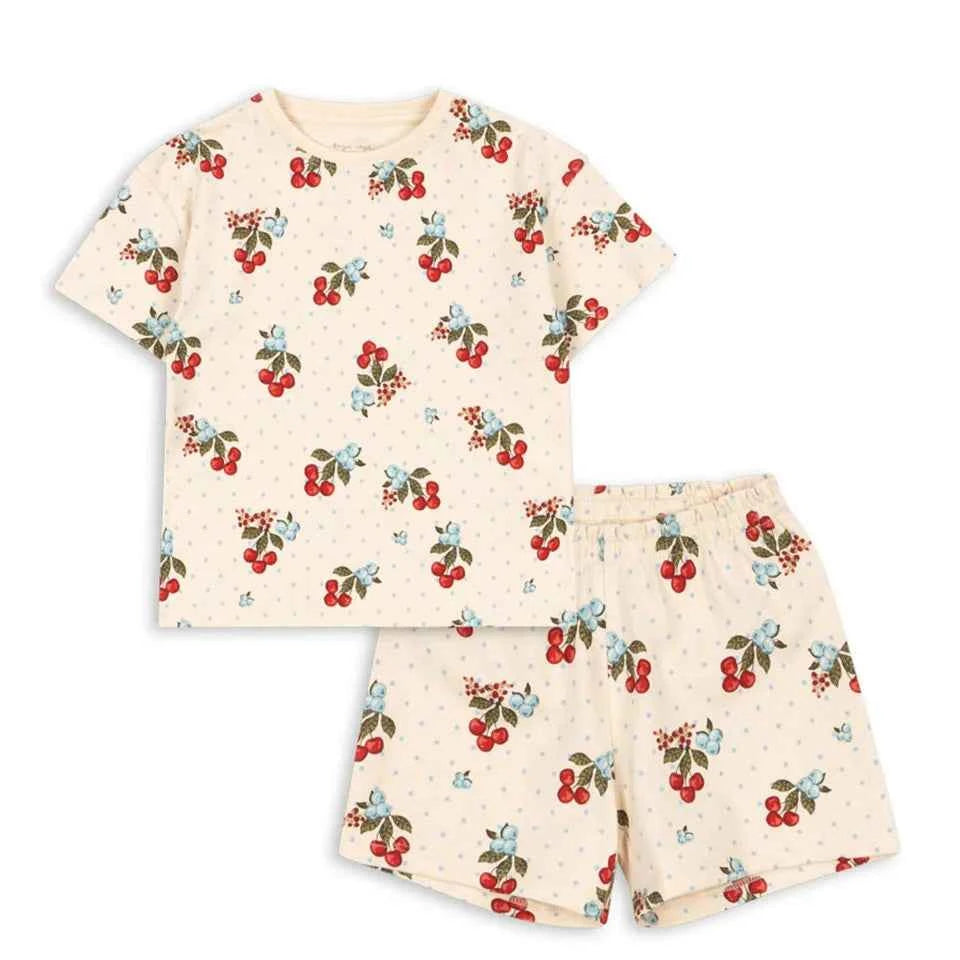 Cotton Cherry Print Cotton Tee & Shorts Set