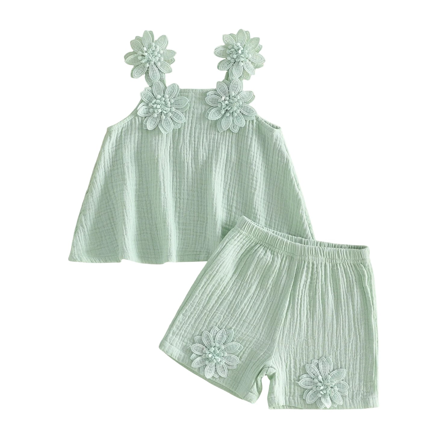 Floral Applique Summer Top & Short Set