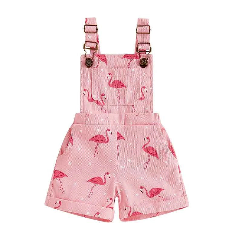 Cotton Pink Flamingo Adjustable Strap Overalls