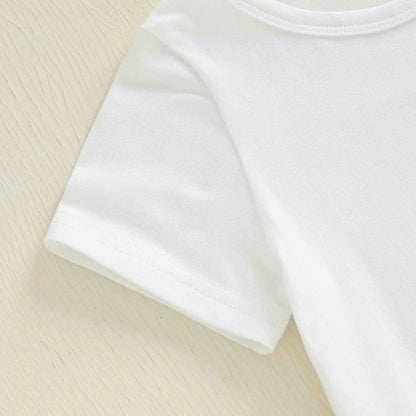 Cotton Sailboat Applique White Tee & Striped Shorts Set