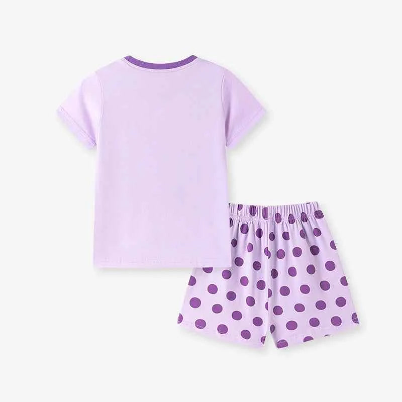 100% Cotton Unicorn Print Lavender Tee & Polka Dot Shorts Set