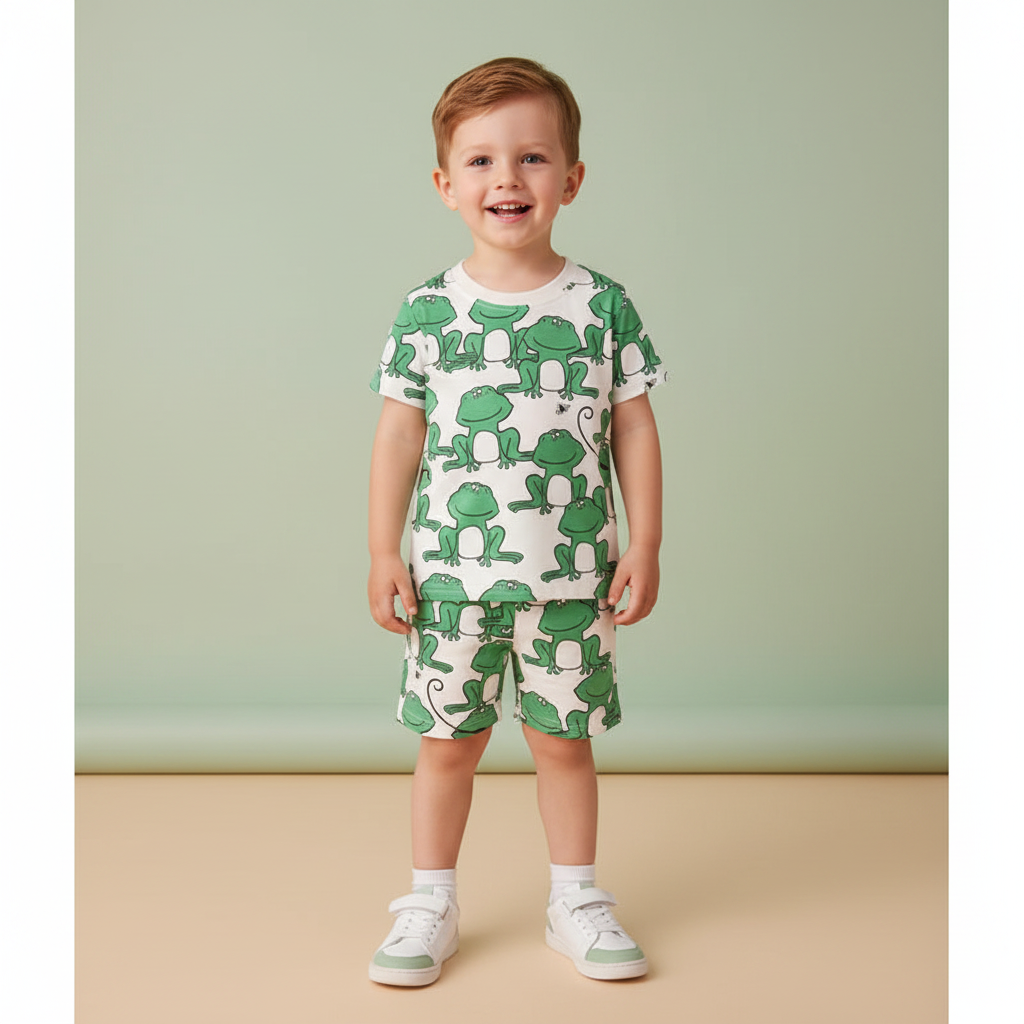 100% Cotton Animal Print T-Shirt & Shorts Set