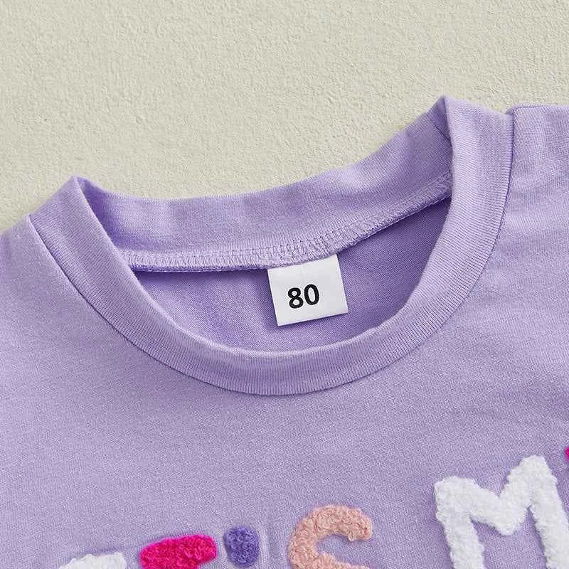 Cotton Birthday Lavender Tee & Pastel Rainbow Tulle Skirt