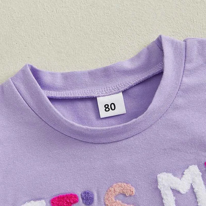 Cotton Birthday Lavender Tee & Pastel Rainbow Tulle Skirt