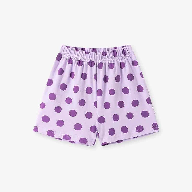 100% Cotton Unicorn Print Lavender Tee & Polka Dot Shorts Set