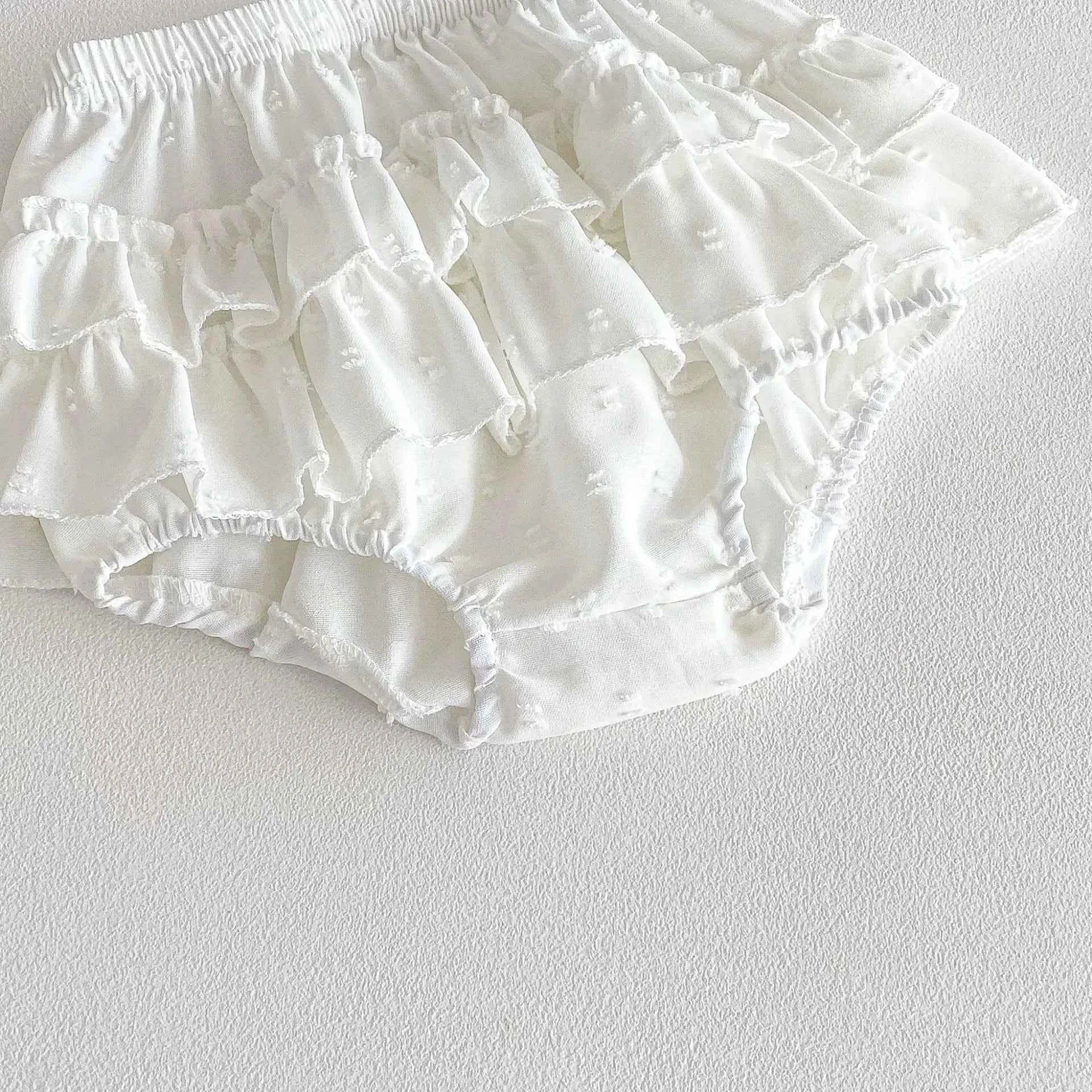 100% Cotton Striped Collar Top & Ruffle Bloomer Set With Pearl Bag