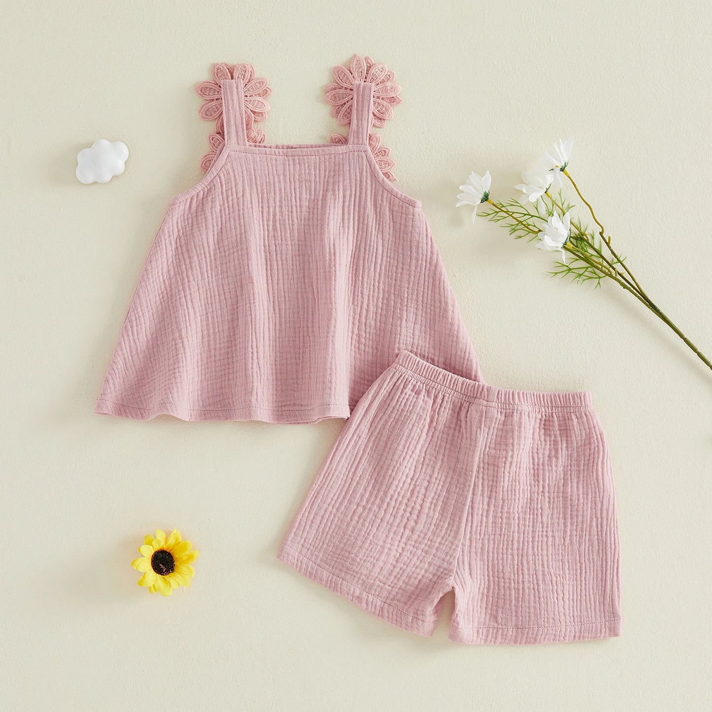 Floral Applique Summer Top & Short Set