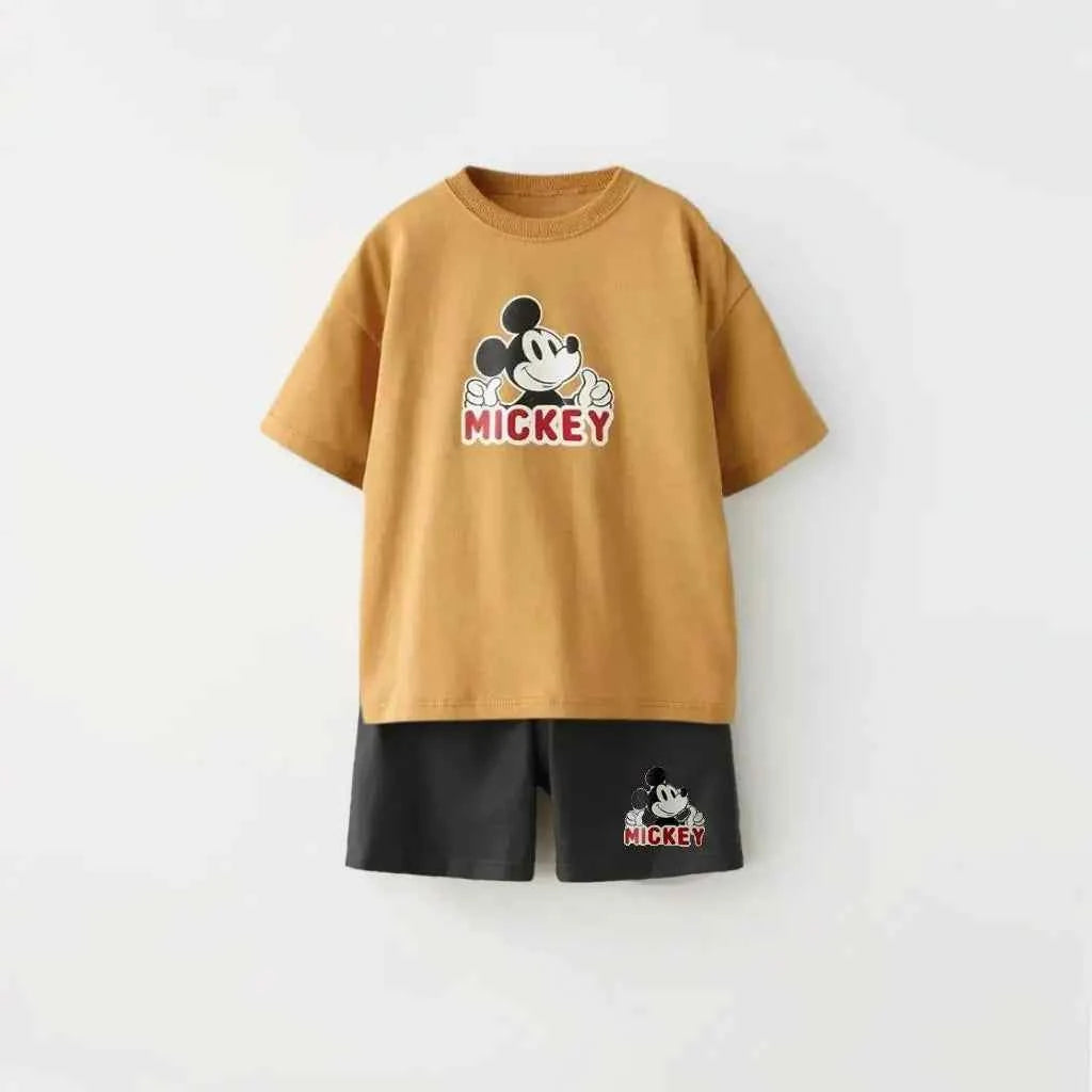 Cotton Mickey Mouse Casual Tee & Shorts Set