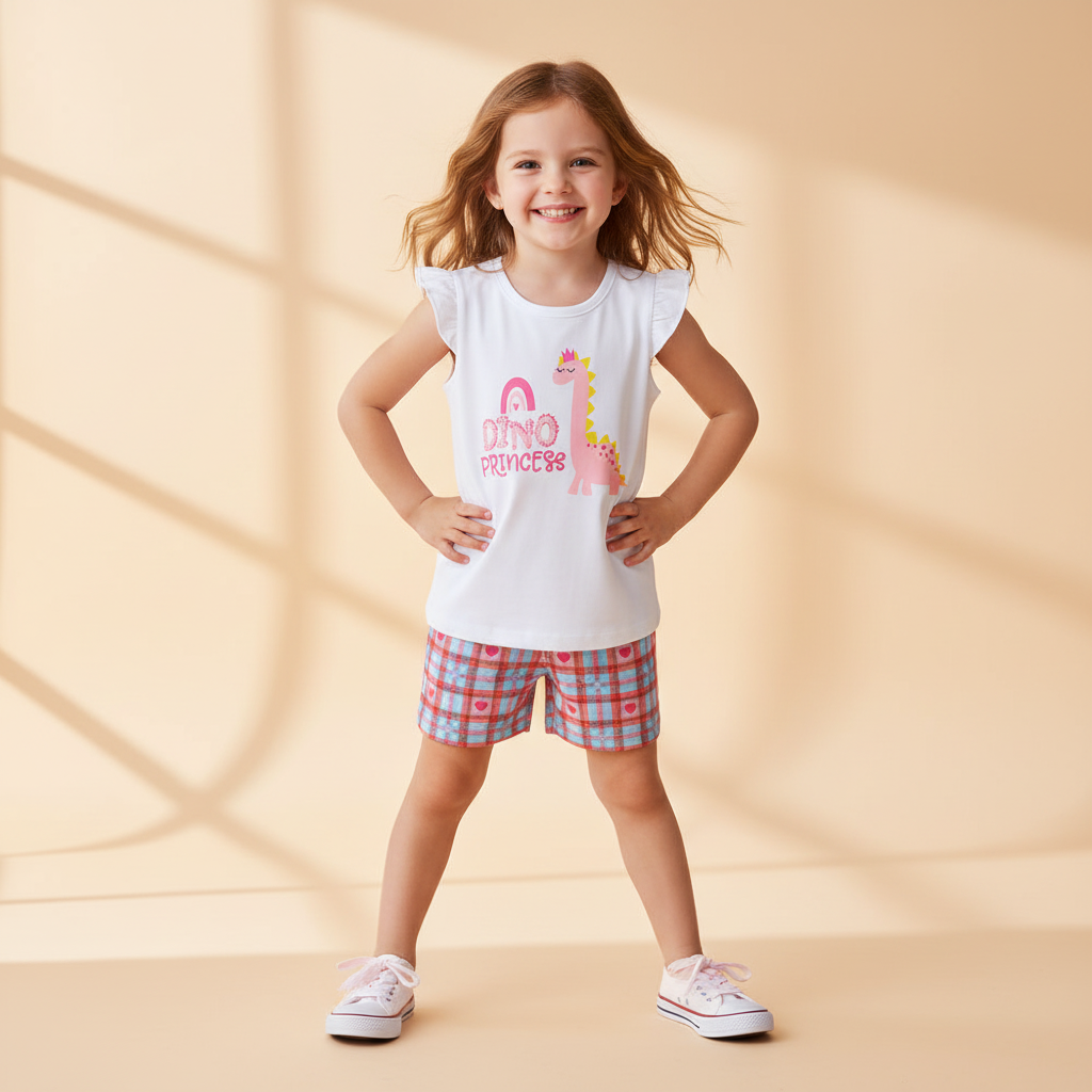 100% Cotton Ruffle Top & Shorts Set