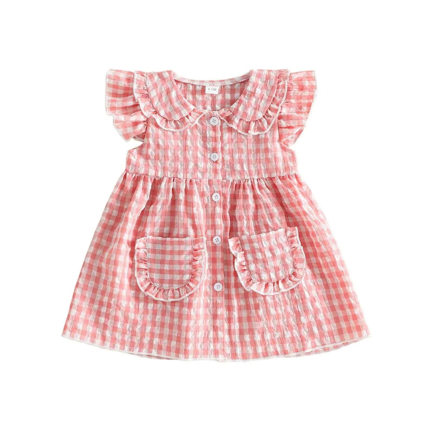Gingham Ruffle Sleeve Button Down Dress