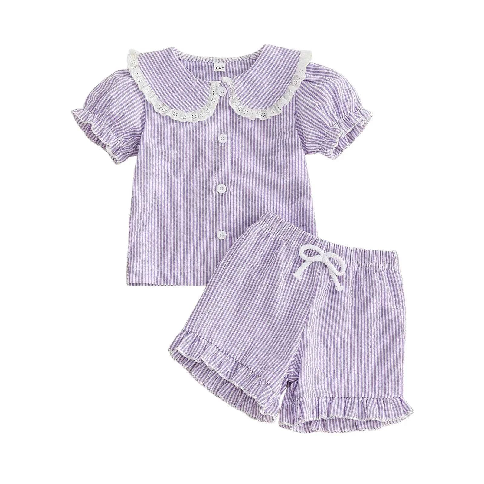 Striped Lace Collar Set