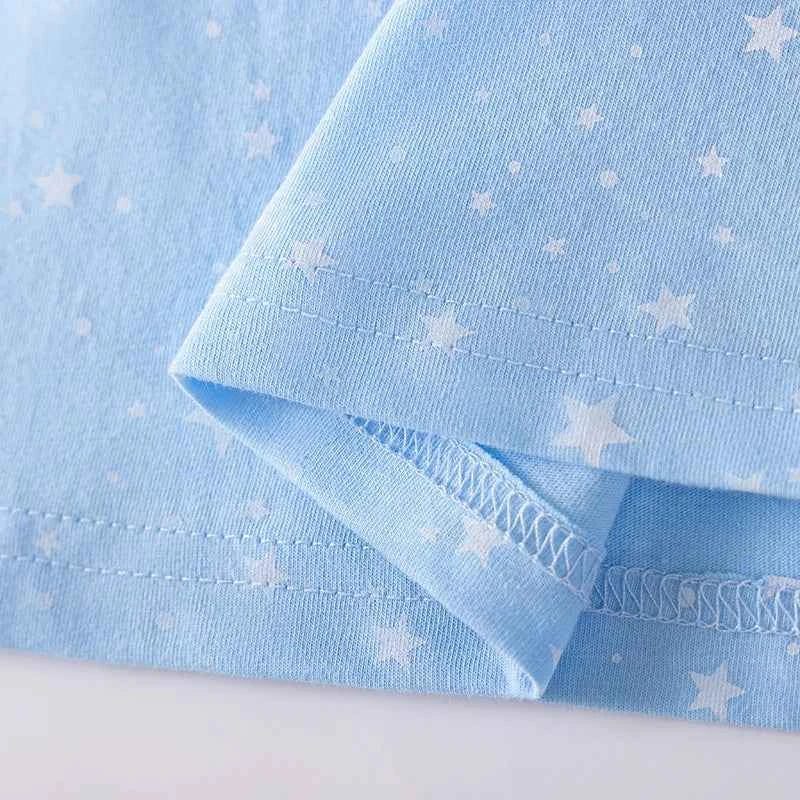 100% Cotton Blue Star Print Dress With Unicorn & Shooting Star