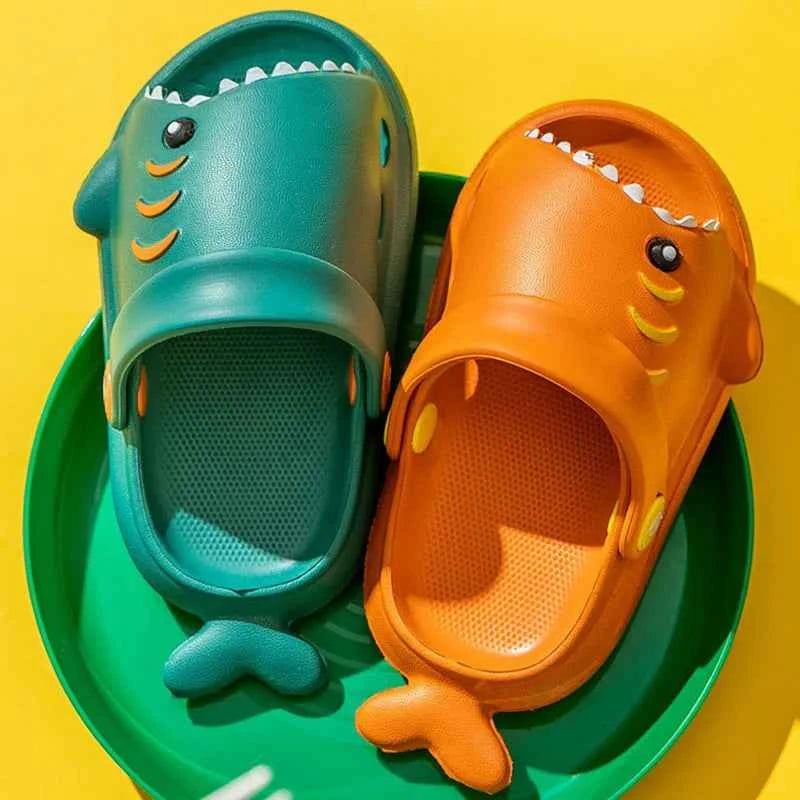 Colorful Shark Themed Slip-On Sandals & Clogs