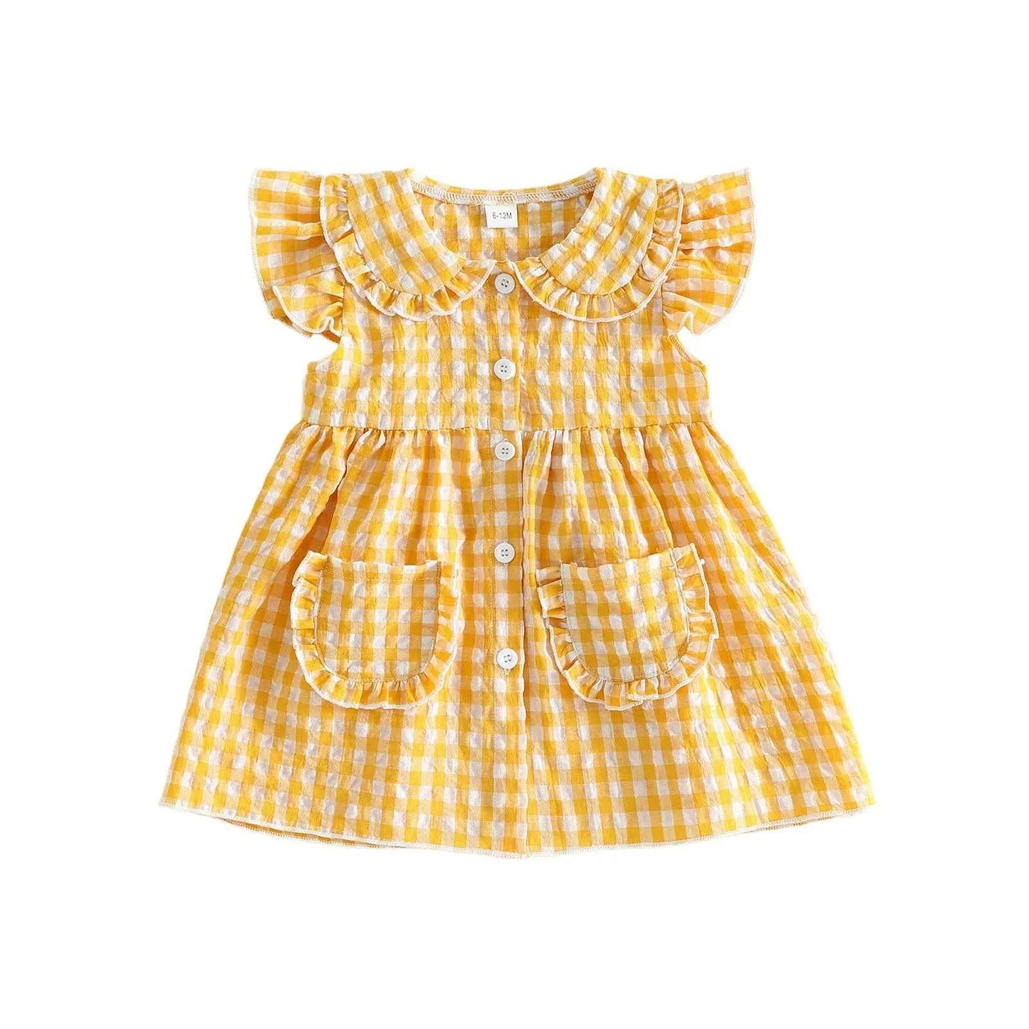Gingham Ruffle Sleeve Button Down Dress