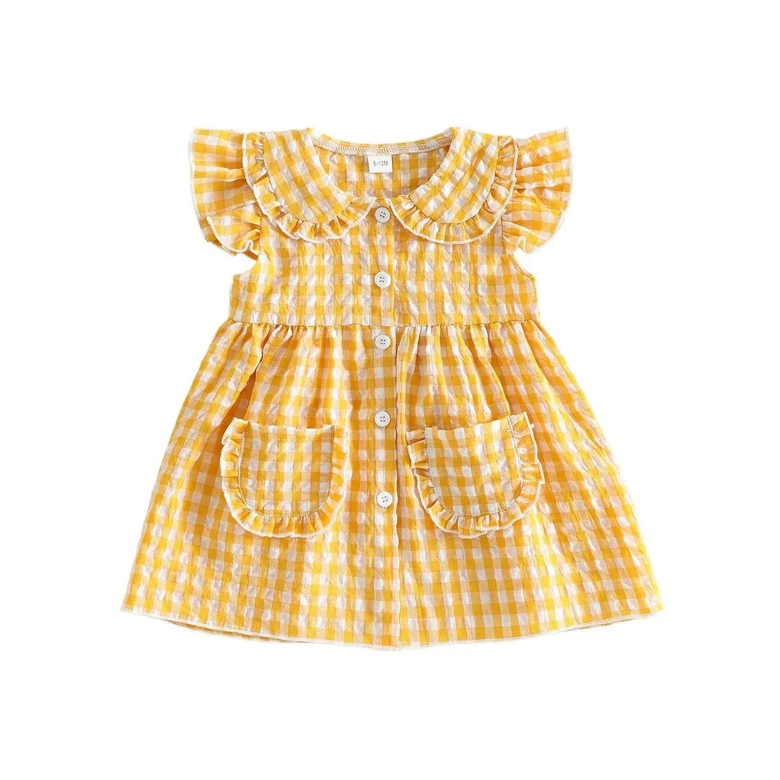 Gingham Ruffle Sleeve Button Down Dress