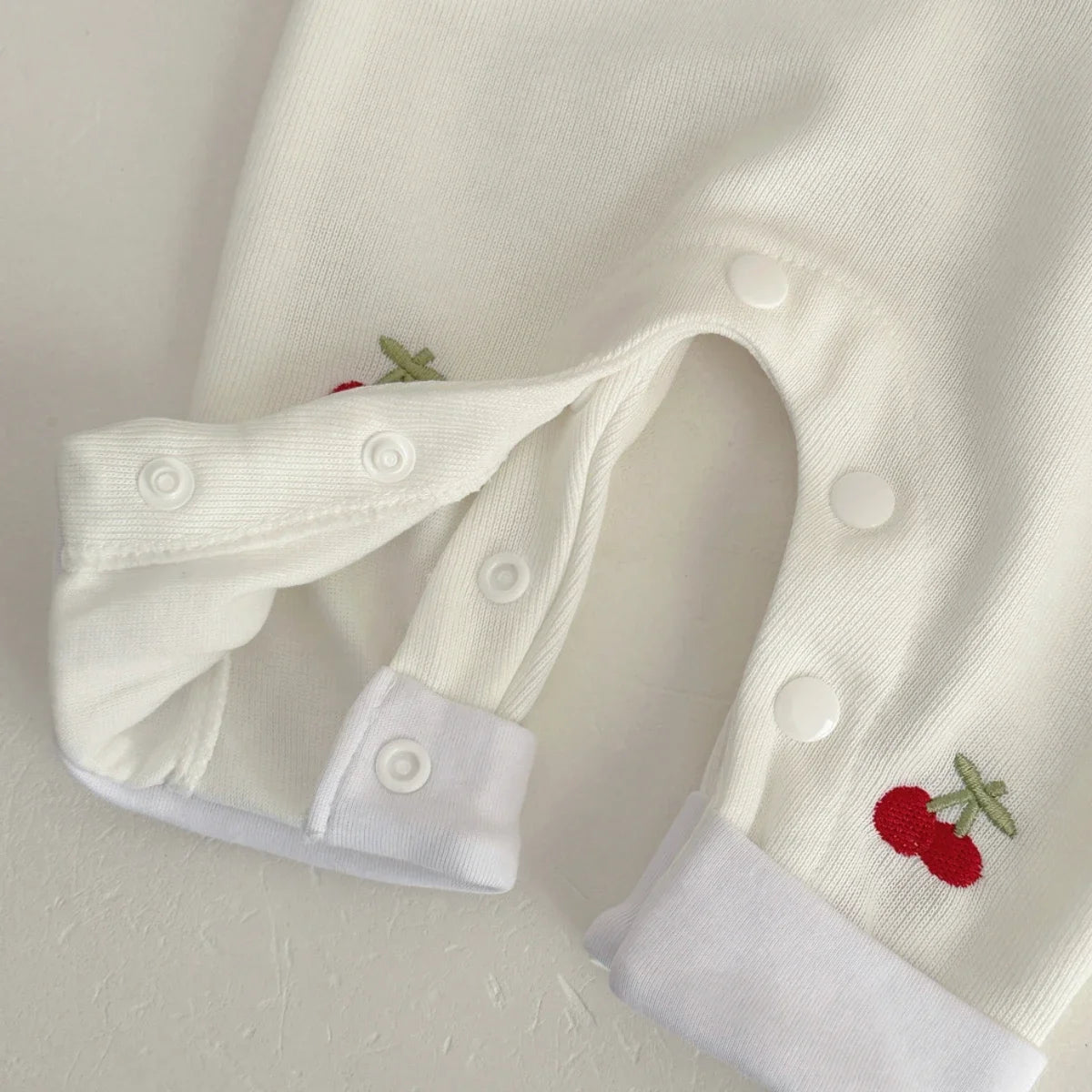Cherry Embroidered Baby Romper – Soft Viscose Blend