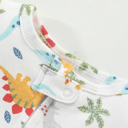 100% Cotton Dinosaur Print Footed Onesie Pajamas