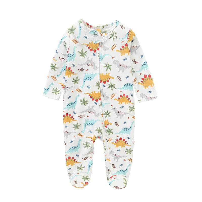 100% Cotton Dinosaur Print Footed Onesie Pajamas