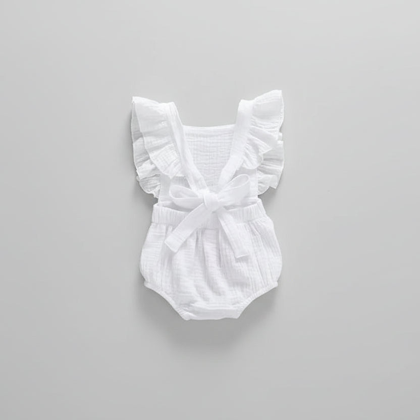 Ruffle Embroidered Flower Cotton Loose Jumpsuit