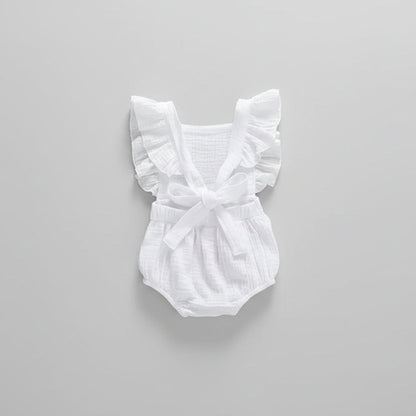 Ruffle Embroidered Flower Cotton Loose Jumpsuit