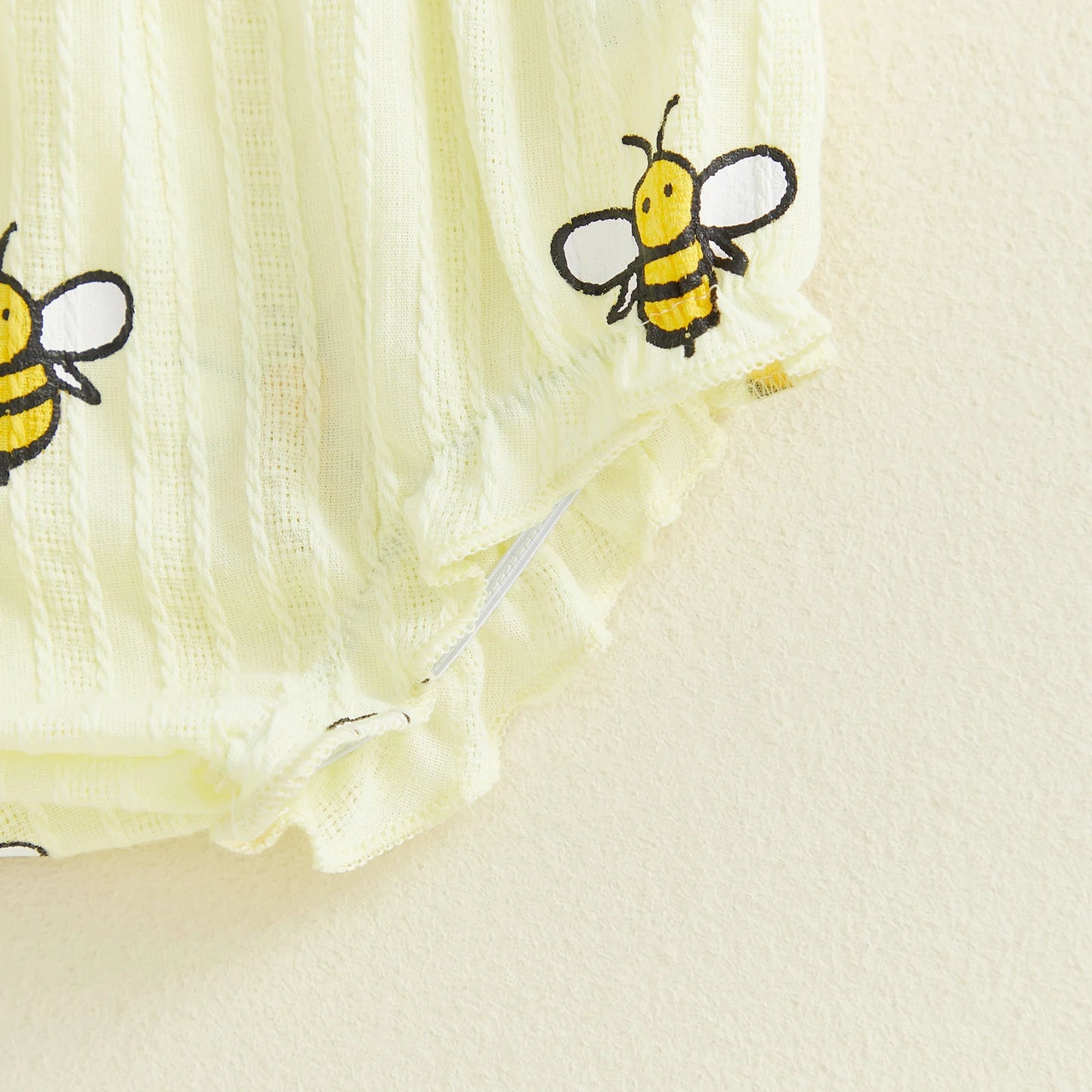 Cotton Yellow Bee Print Ruffle Top & Shorts Set