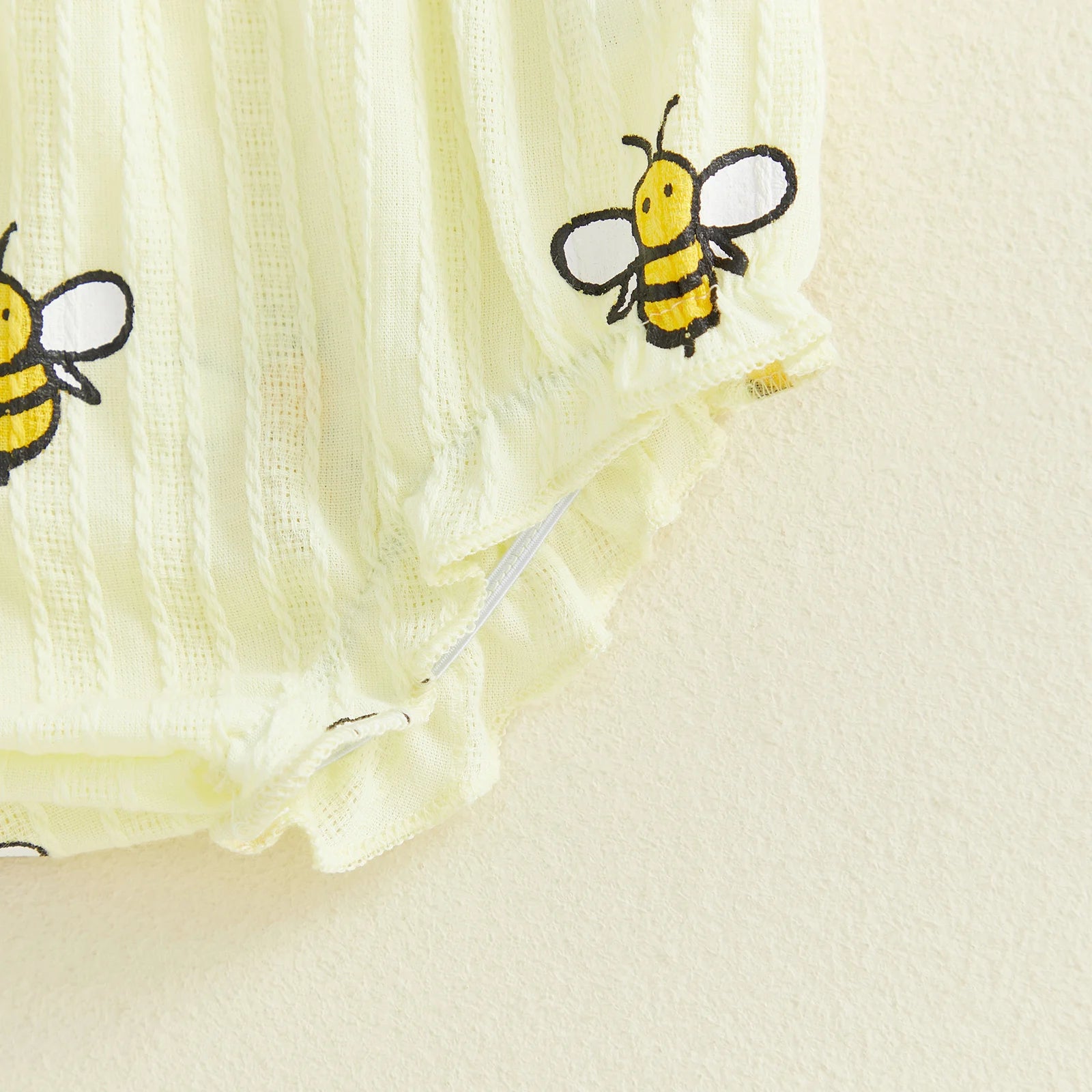 Cotton Yellow Bee Print Ruffle Top & Shorts Set