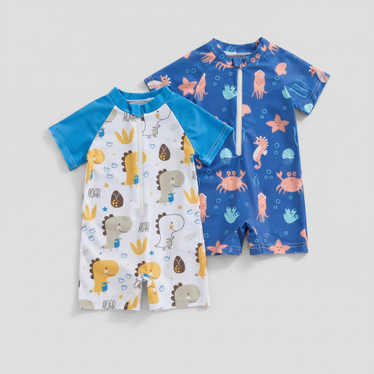 Dinosaur & Sea Creature Zip-Up Swimwear