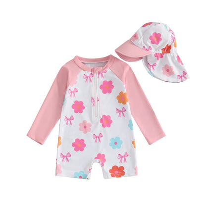 Strawberry & Floral Print Swimwear Suits & Sun Hats