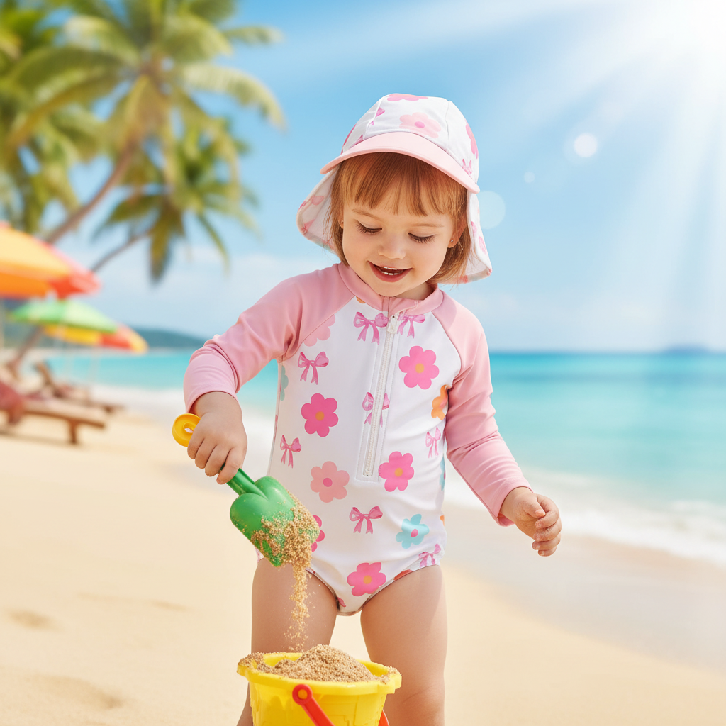 Strawberry & Floral Print Swimwear Suits & Sun Hats