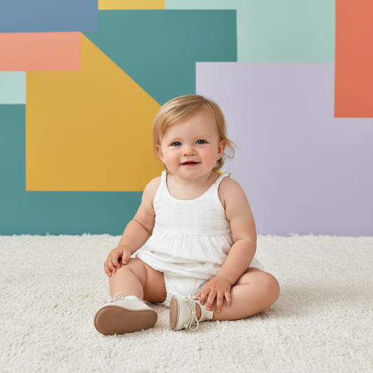 White Eyelet Linen Romper With Shoulder Straps
