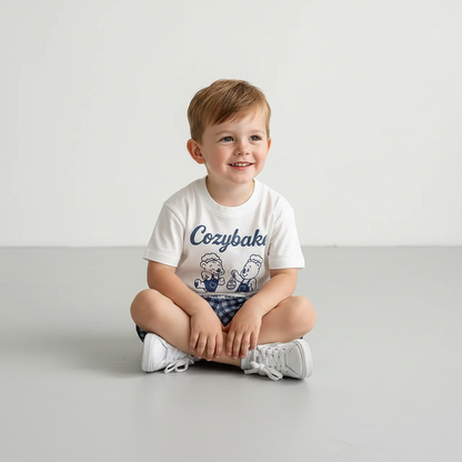 Cotton Cozybake Tee & Checkered Shorts Set