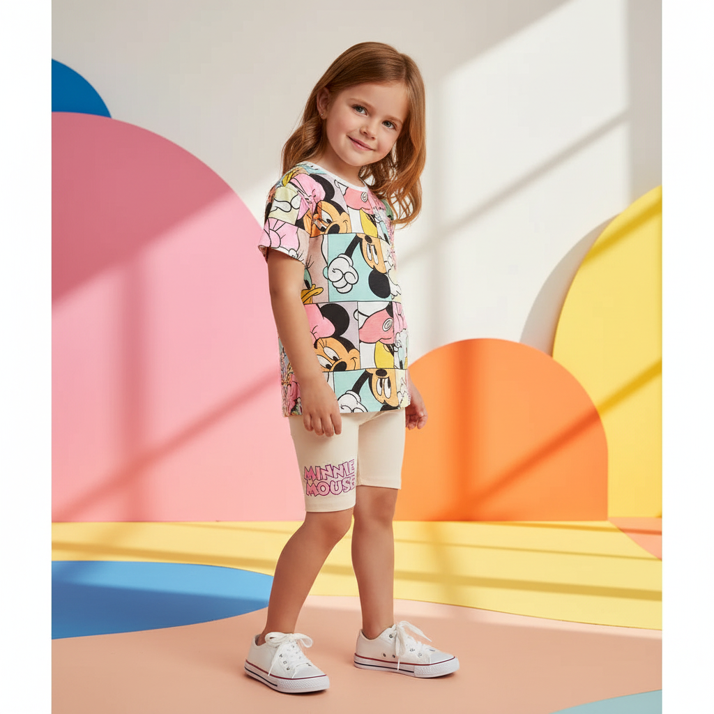 Cotton Minnie Mouse Tee & Shorts Set