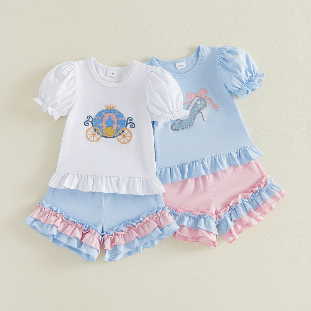 Cotton Cinderella Carriage & Glass Slipper Ruffle Sets