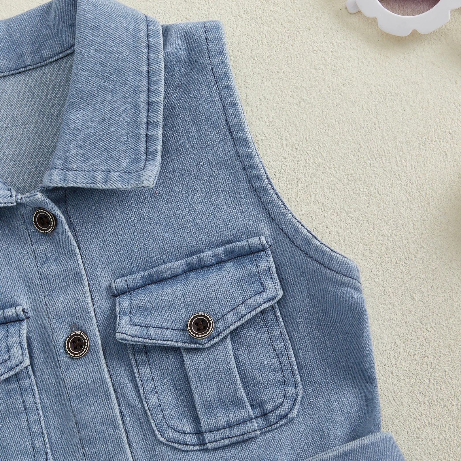 Cotton Chic Sleeveless Denim Belted Girls Cotton Dress