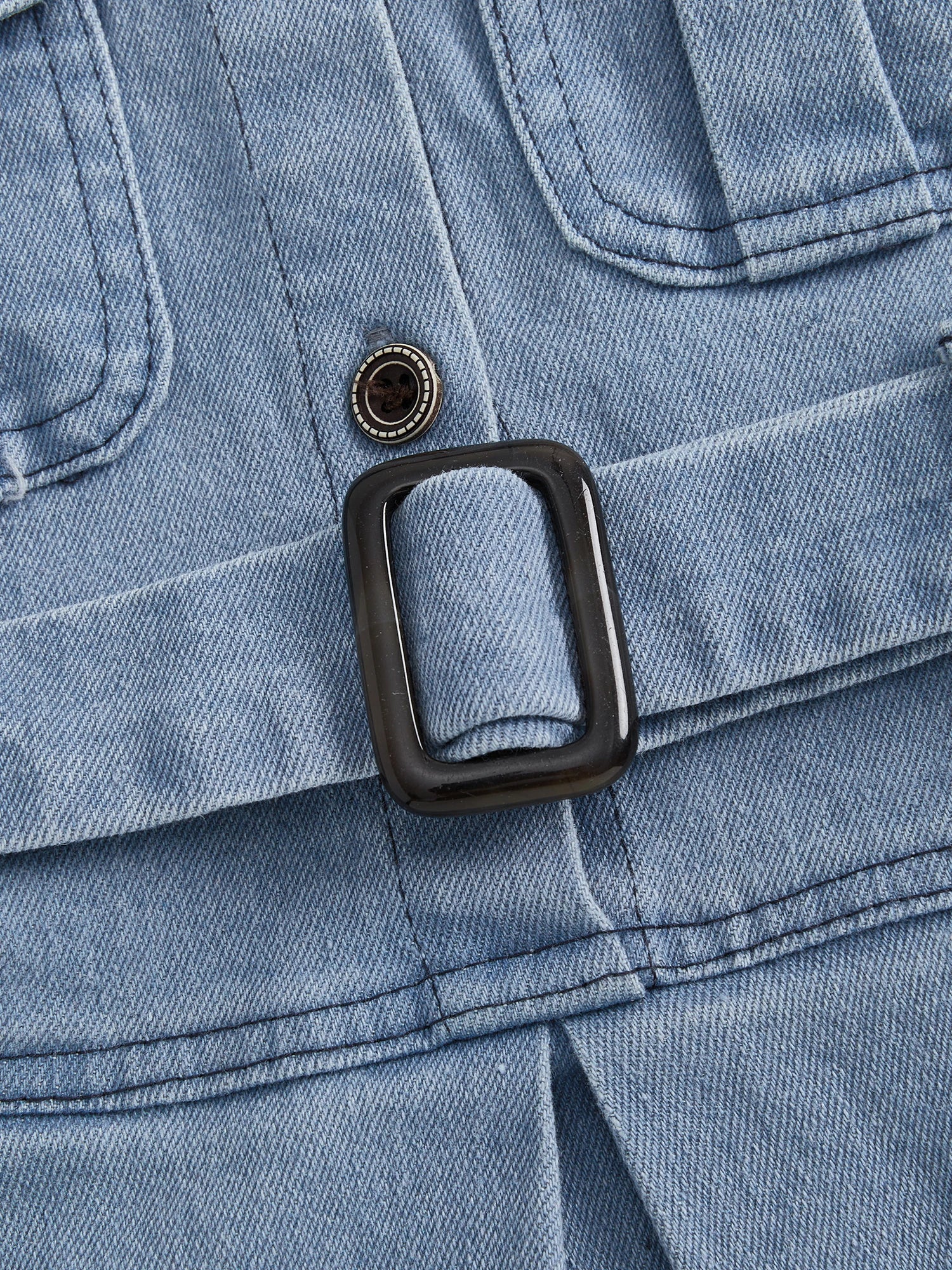 Cotton Chic Sleeveless Denim Belted Girls Cotton Dress