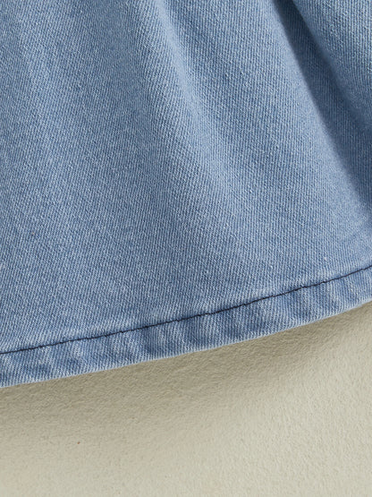 Cotton Chic Sleeveless Denim Belted Girls Cotton Dress