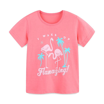 100% Cotton Flamingo Print Tee & Matching Shorts Set