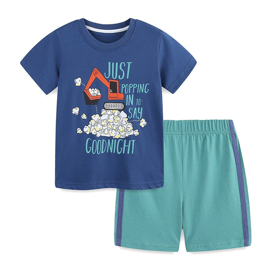 100% Cotton Popcorn Short Sleeve Pajama Set