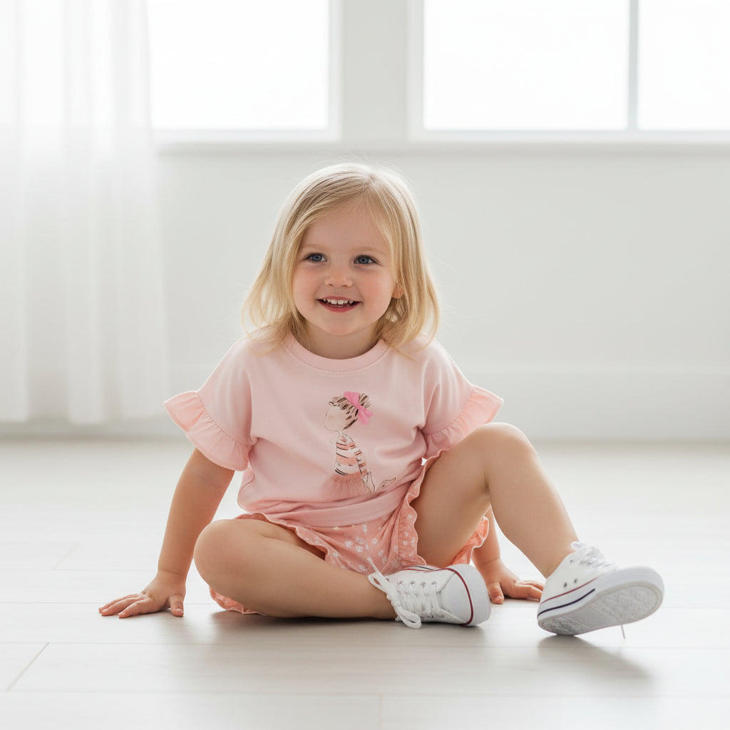 100% Cotton Ruffle Top & Shorts Set