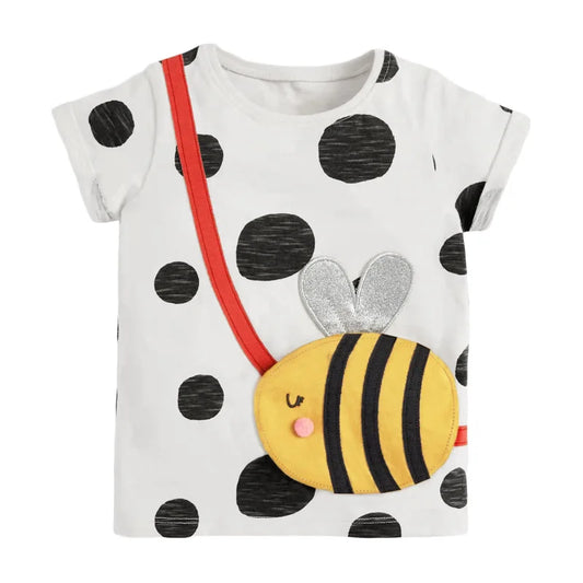100% Cotton Bee Purse Polka Dot White Short Sleeve Shirt