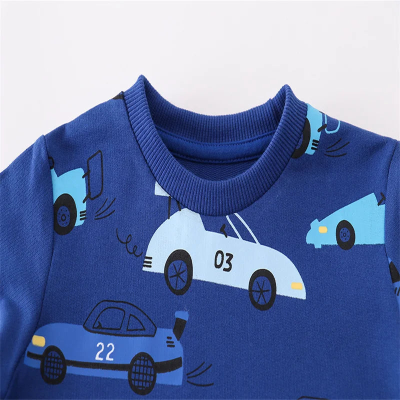 100% Cotton Blue Racing Car Sweatshirt & Pants Set